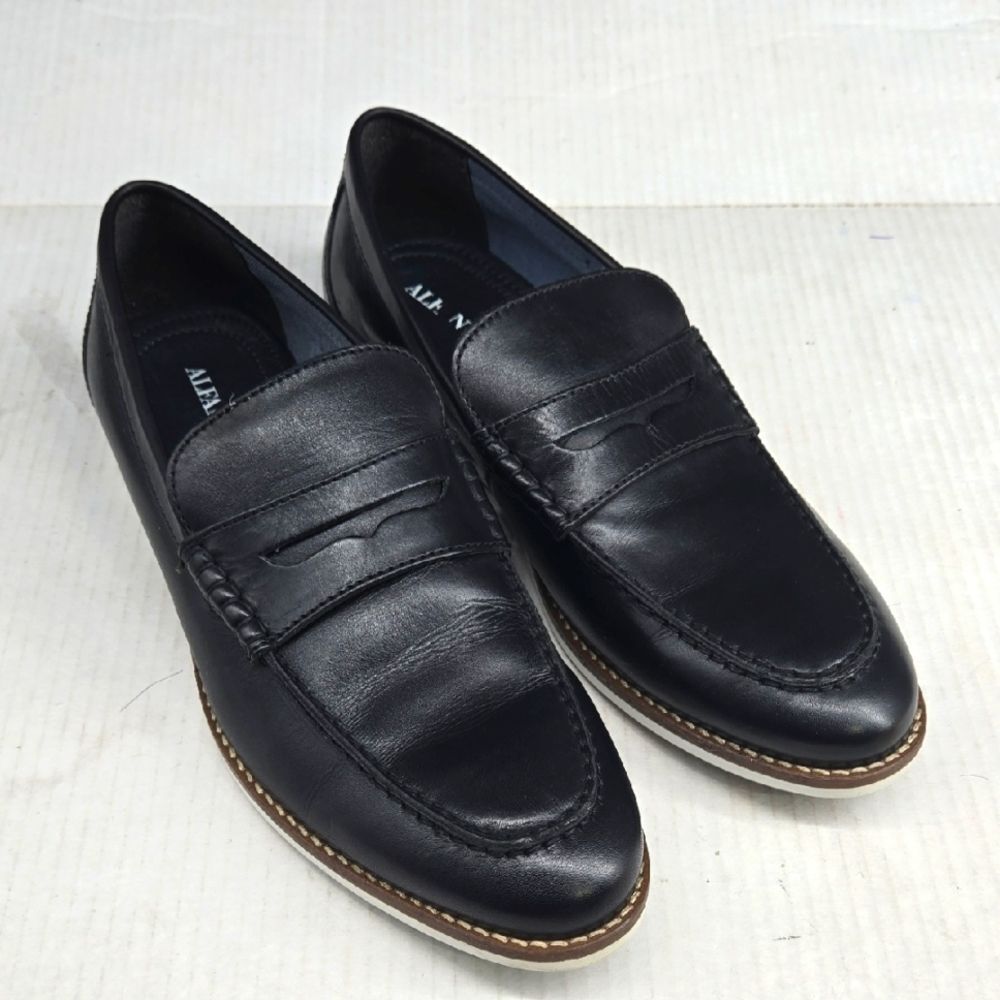 Alfani Wagner Black Leather Penny Loafers 11.5